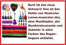 Bunt ist das neue Schwarz! Das ist das Motto von Musicolor (www.musicolor.de), dem Musikladen, der Musikinstrumente und Zubehör in allen Farben des Regen-bogens anbietet.